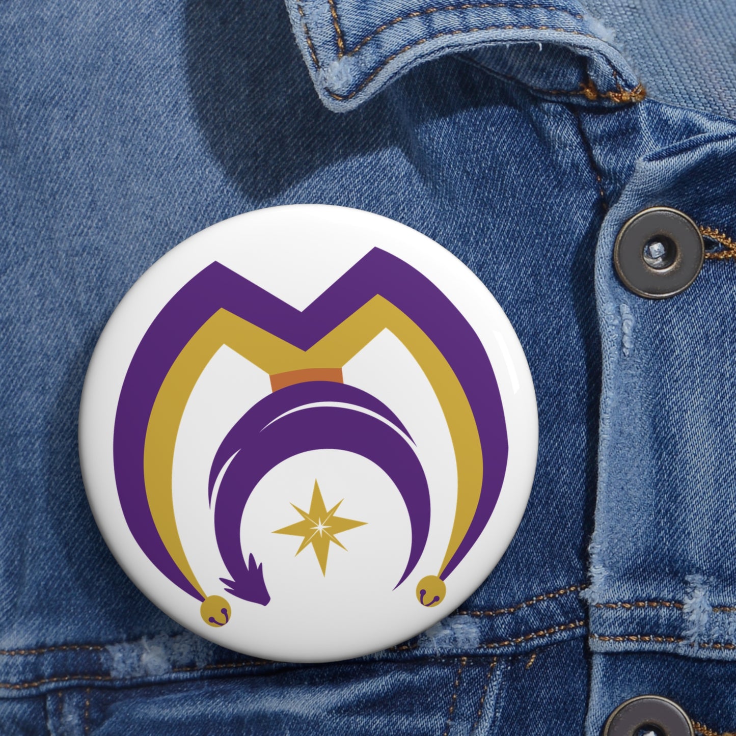Button Pins with Myths and Mischief Logo