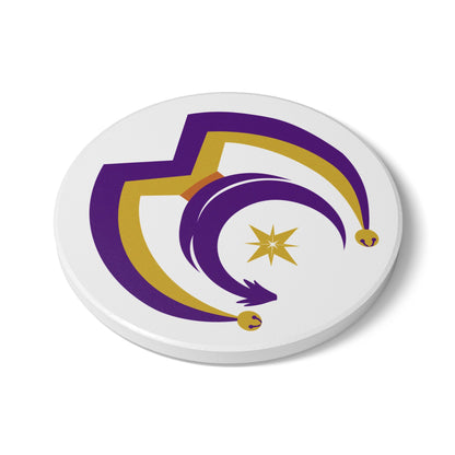 Coaster with Myths and Mischief Logo