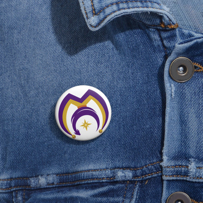 Button Pins with Myths and Mischief Logo