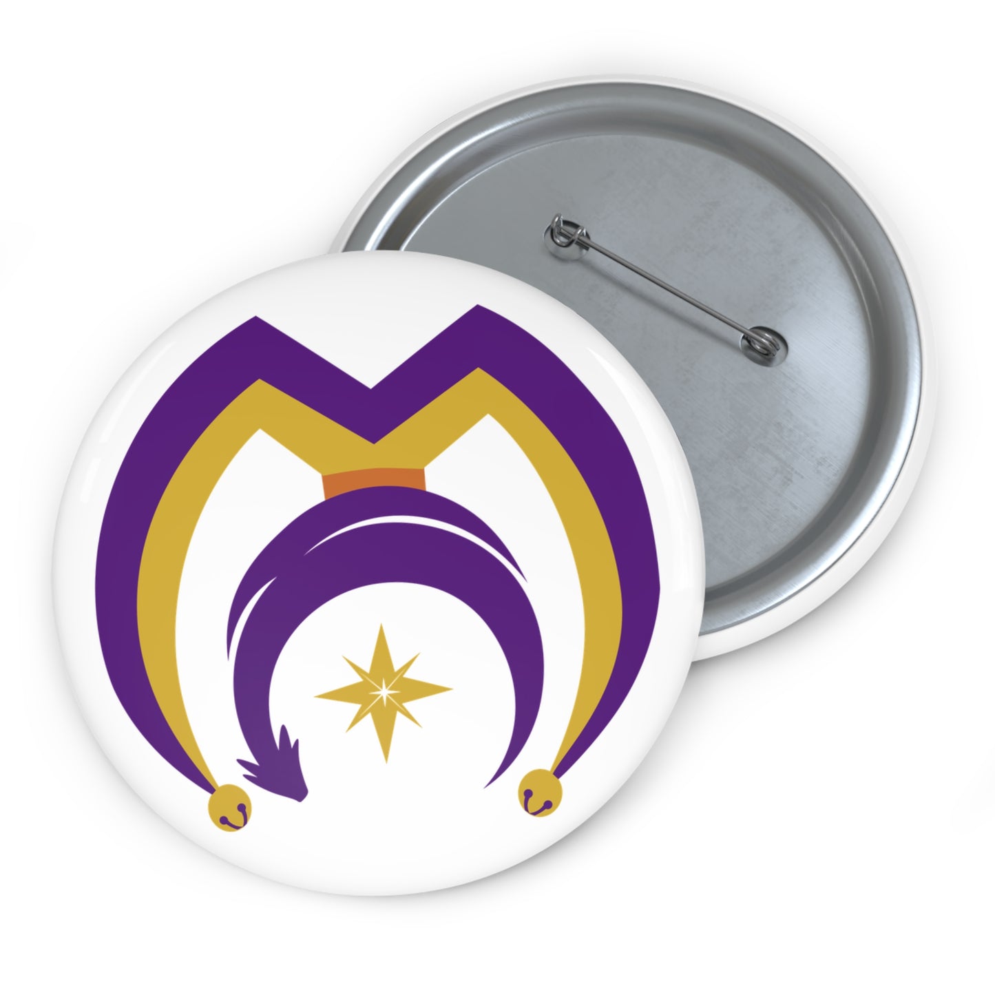 Button Pins with Myths and Mischief Logo